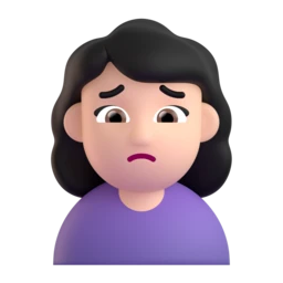 Woman frowning: light skin tone animated emoji