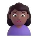Woman frowning: medium-dark skin tone 3D animated emoji