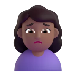 Woman frowning: medium-dark skin tone animated emoji