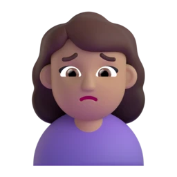 Woman frowning: medium skin tone animated emoji