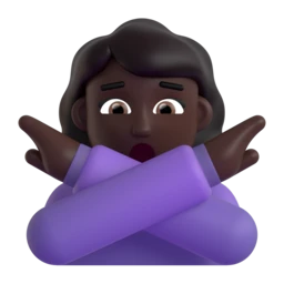 Woman gesturing NO: dark skin tone animated emoji