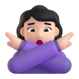 Woman gesturing NO: light skin tone animated emoji