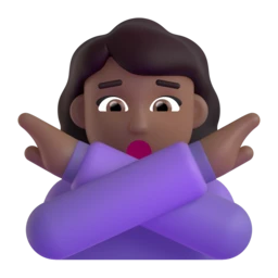 Woman gesturing NO: medium-dark skin tone animated emoji