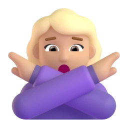 Woman gesturing NO: medium-light skin tone animated emoji