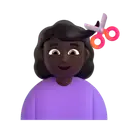 Woman getting haircut: dark skin tone 3D animated emoji