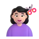 Woman getting haircut: light skin tone 3D animated emoji