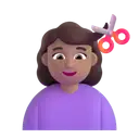 Woman getting haircut: medium skin tone 3D animated emoji