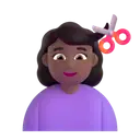 Woman getting haircut: medium-dark skin tone 3D animated emoji
