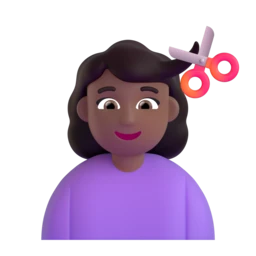 Woman getting haircut: medium-dark skin tone animated emoji