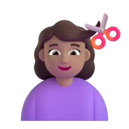 Woman getting haircut: medium skin tone animated emoji