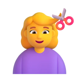 Woman getting haircut animated emoji