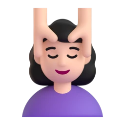 Woman getting massage: light skin tone animated emoji
