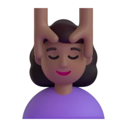 Woman getting massage: medium-dark skin tone animated emoji