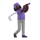 Woman golfing: dark skin tone 3D animated emoji