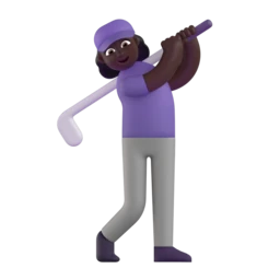 Woman golfing: dark skin tone animated emoji