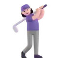 Woman golfing: light skin tone 3D animated emoji