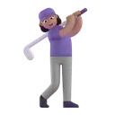 Woman golfing: medium skin tone 3D animated emoji