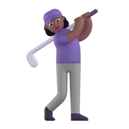 Woman golfing: medium-dark skin tone animated emoji