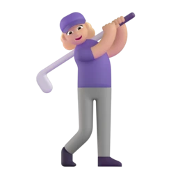 Woman golfing: medium-light skin tone animated emoji