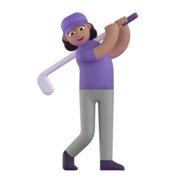 Woman golfing: medium skin tone animated emoji