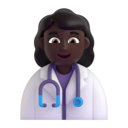 Woman health worker: dark skin tone animated emoji