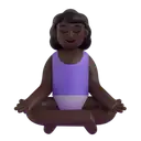 Woman in lotus position: dark skin tone 3D animated emoji