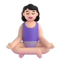 Woman in lotus position: light skin tone animated emoji