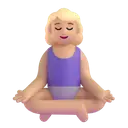Woman in lotus position: medium-light skin tone 3D animated emoji