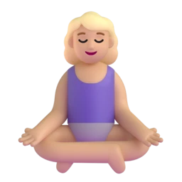 Woman in lotus position: medium-light skin tone animated emoji