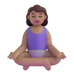 Woman in lotus position: medium skin tone animated emoji
