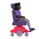 Woman in motorized wheelchair facing right: dark skin tone 3D animated emoji