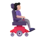 Woman in motorized wheelchair facing right: light skin tone 3D animated emoji