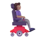 Woman in motorized wheelchair facing right: medium skin tone 3D animated emoji
