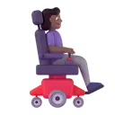 Woman in motorized wheelchair facing right: medium-dark skin tone 3D animated emoji