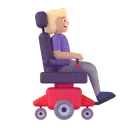 Woman in motorized wheelchair facing right: medium-light skin tone 3D animated emoji
