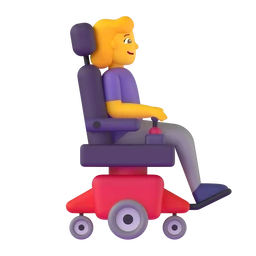 Woman in motorized wheelchair facing right animated emoji