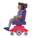 Woman in motorized wheelchair: medium skin tone 3D animated emoji
