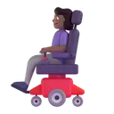 Woman in motorized wheelchair: medium-dark skin tone 3D animated emoji