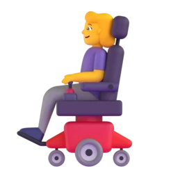 Woman in motorized wheelchair animated emoji