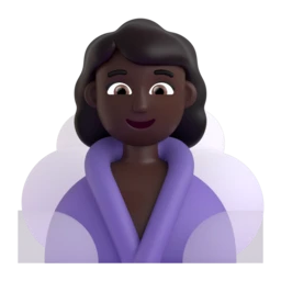 Woman in steamy room: dark skin tone animated emoji