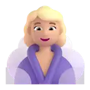 Woman in steamy room: medium-light skin tone 3D animated emoji