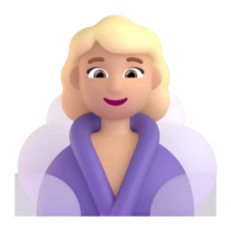 Woman in steamy room: medium-light skin tone animated emoji