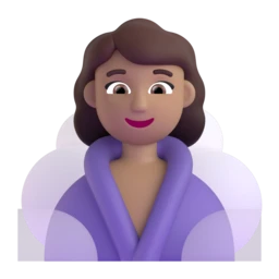 Woman in steamy room: medium skin tone animated emoji