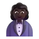 Woman in tuxedo: dark skin tone 3D animated emoji