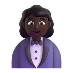 Woman in tuxedo: dark skin tone animated emoji