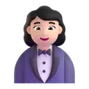 Woman in tuxedo: light skin tone 3D animated emoji