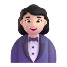 Woman in tuxedo: light skin tone animated emoji