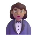 Woman in tuxedo: medium skin tone 3D animated emoji