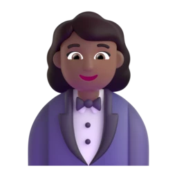 Woman in tuxedo: medium-dark skin tone animated emoji