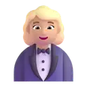 Woman in tuxedo: medium-light skin tone 3D animated emoji
